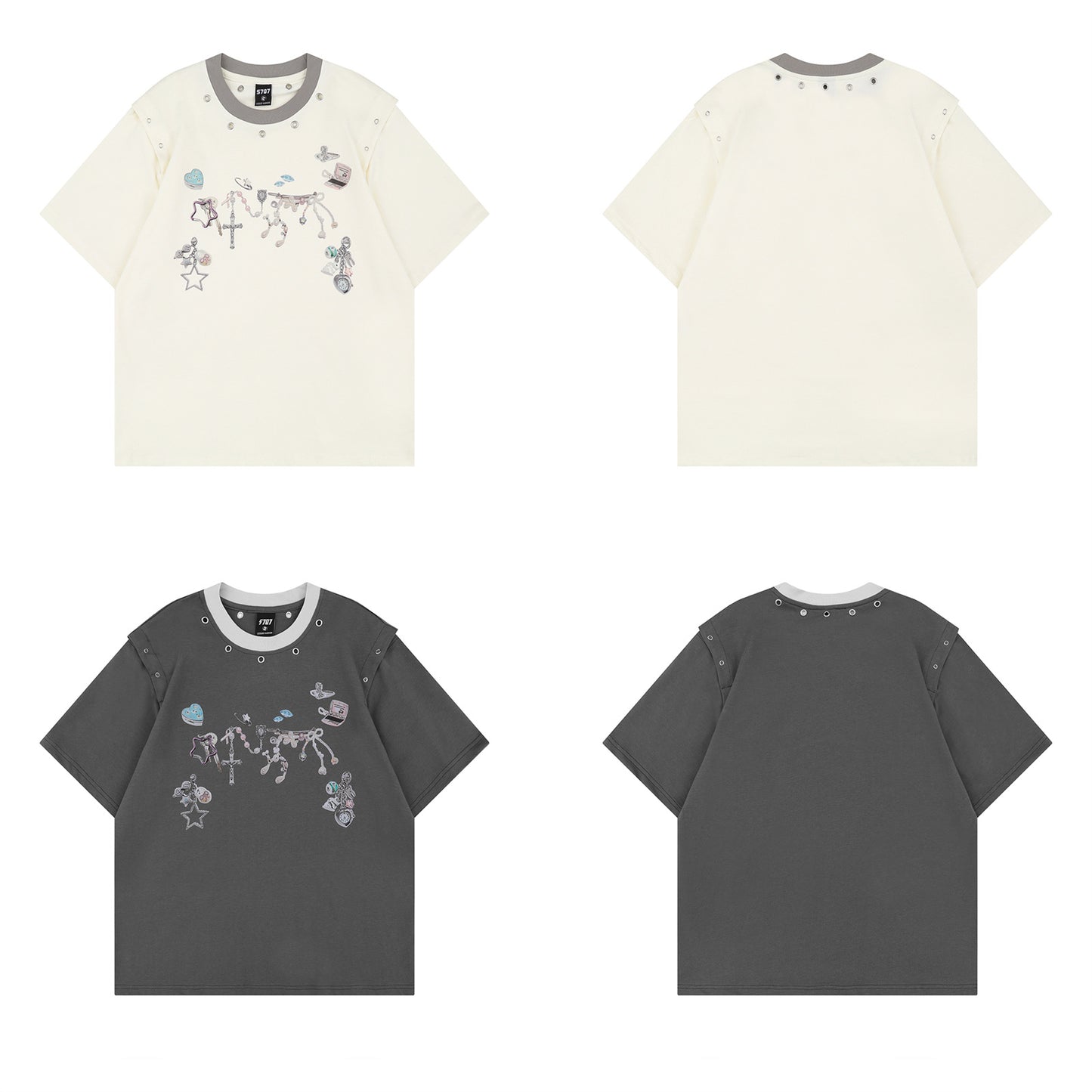 Distorted vintage short-sleeved t-shirt summer loose casual top