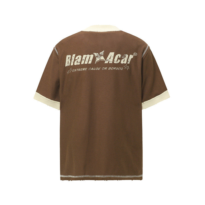 Casual Street Wear Vintage Loose Letter Print Short Sleeve T-Shirt