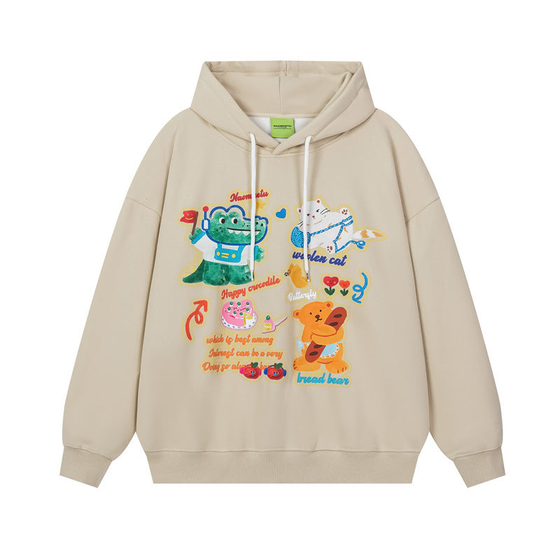 Vice streetwear cartoon print hooded sweater men