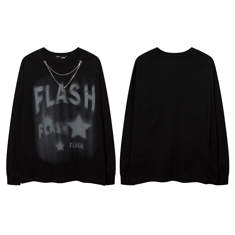 Vintage T Shirts Hip Hop Vintage Loose Long Sleeve T-Shirt