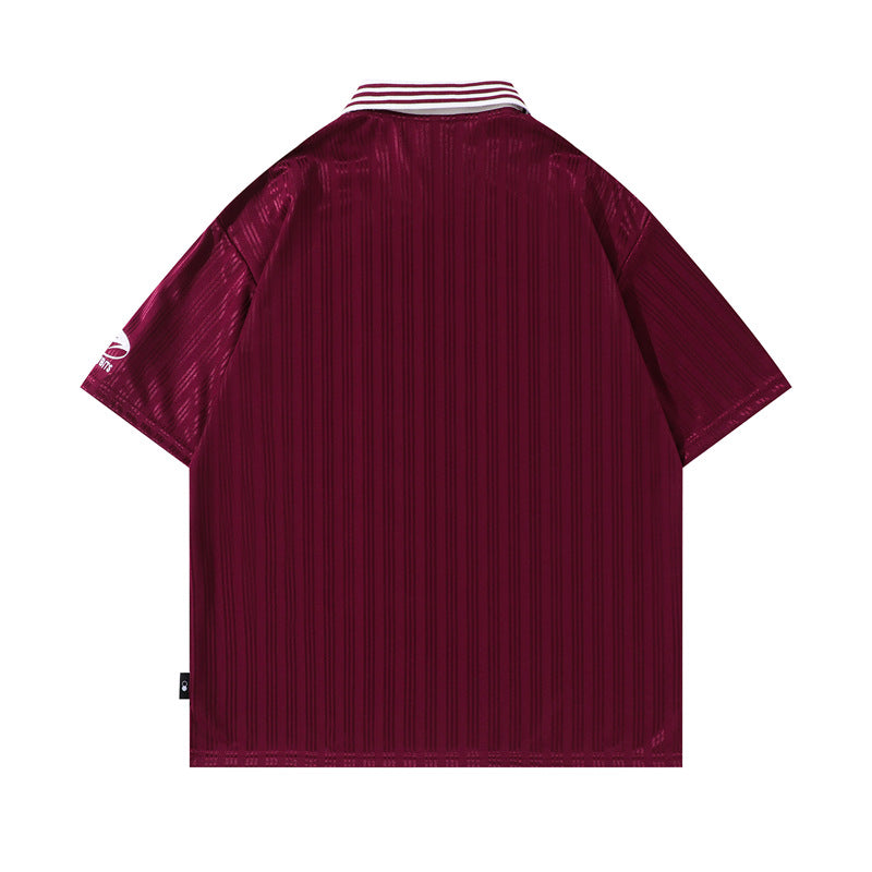Y2K mens shirt vintage summer stitching contrasting color embroidery short-sleeved T-shirt
