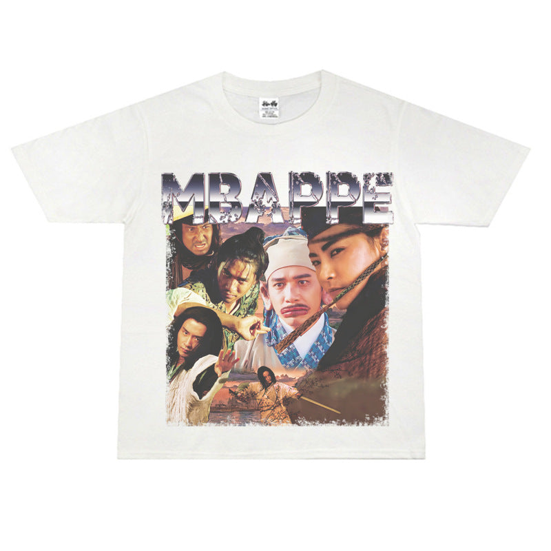 Film Star T Shirt Cotton Short Sleeve Loose round Neck Retro Minority Design T-shirt