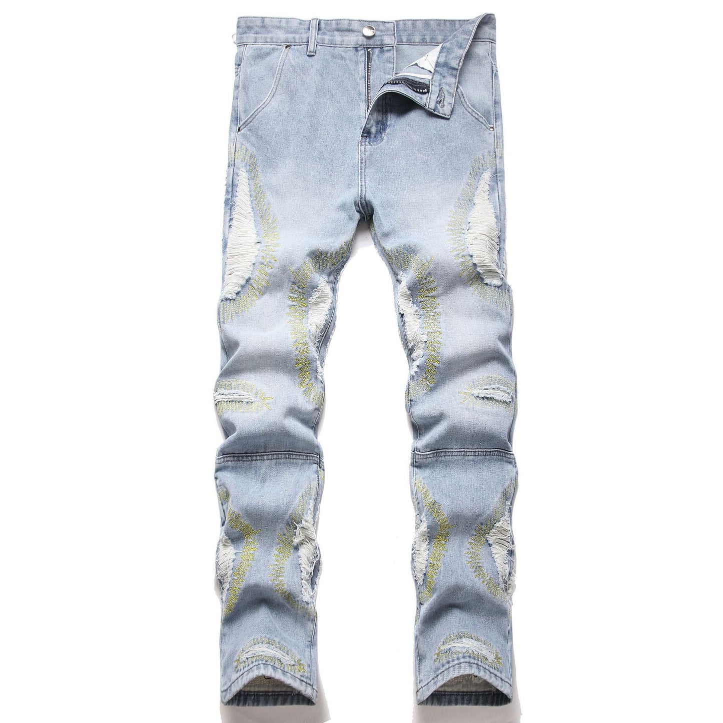 1990 Fashion Jeans Retro Ripped Jeans Straight Pants