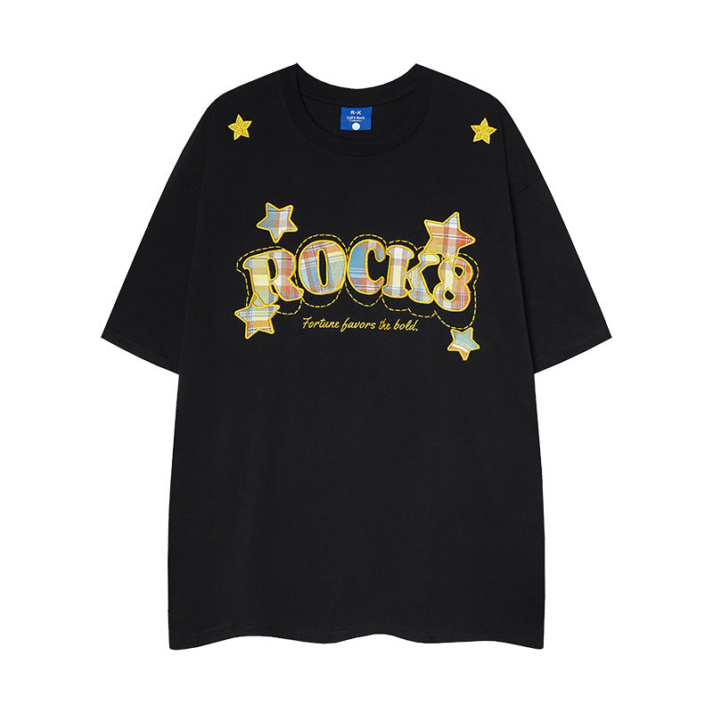 Nostalgia T Shirts Embroidered Flower Short Sleeve T-Shirt Summer Loose Top
