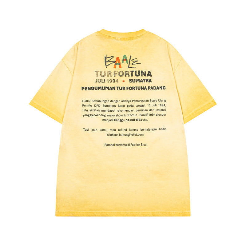 Y2K mens shirt retro washed old dyed t-shirt