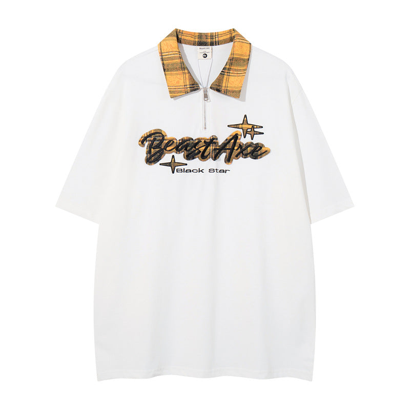 Y2K mens shirt loose letter short sleeve top