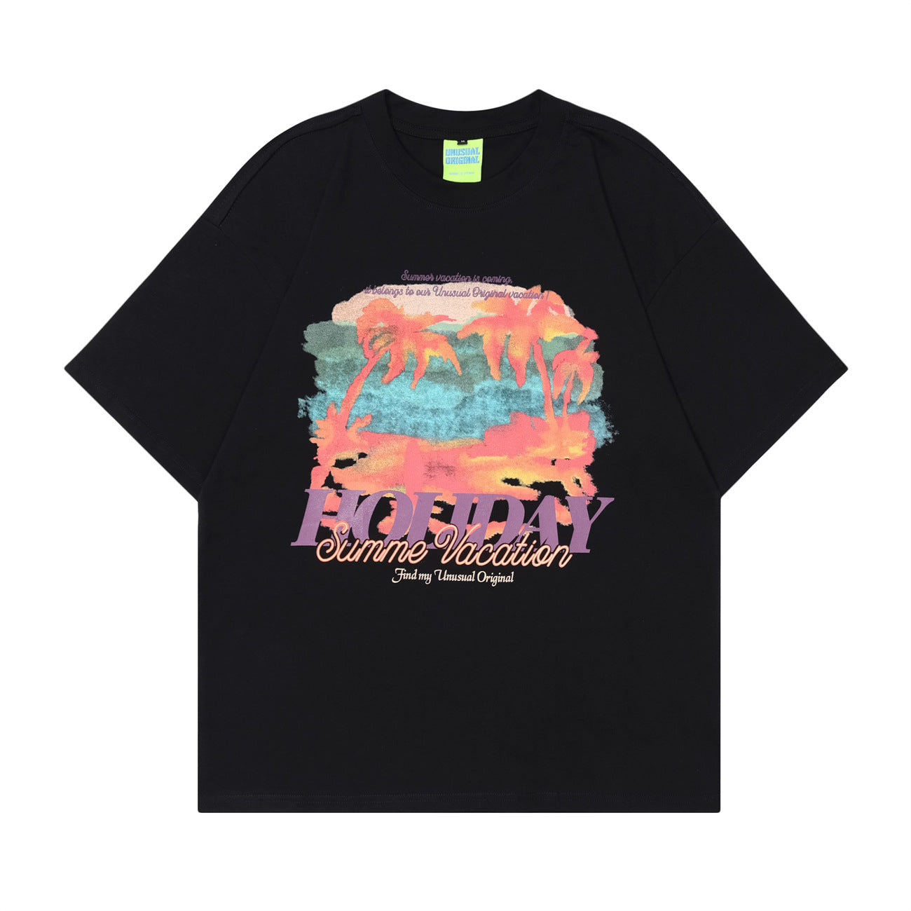 90s West Coast Hip Hop Fashion T Shirts Spring Summer Sunset Beach Print Half Sleeve Top