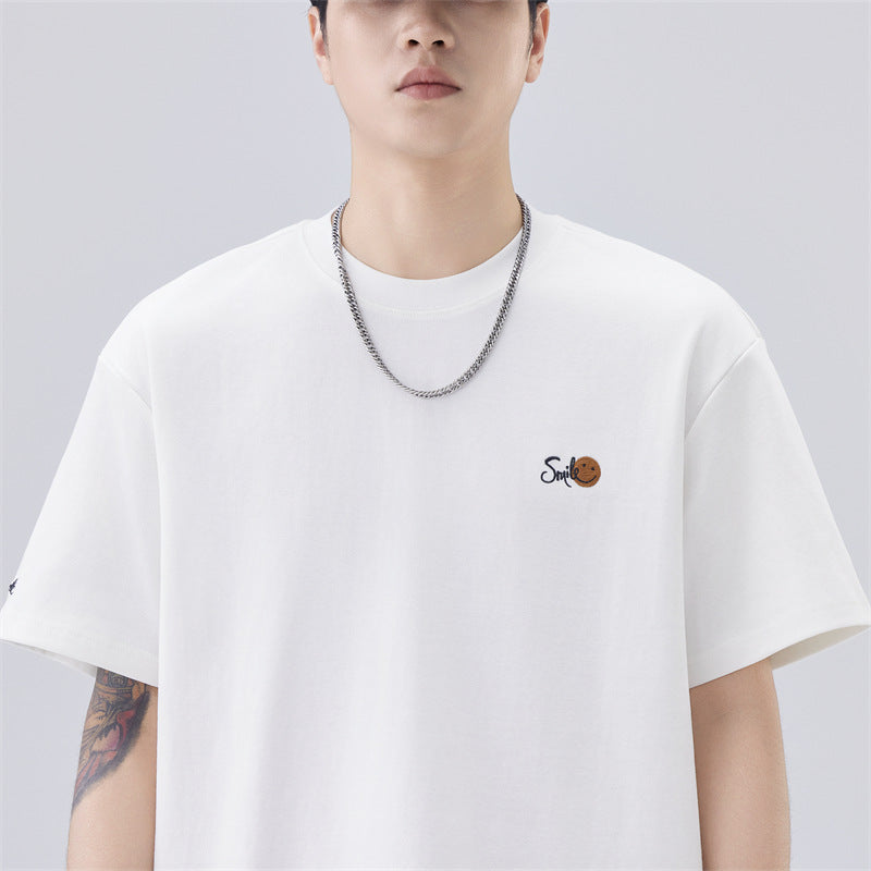Men T-shirts Summer Short Sleeve Embroidered Top