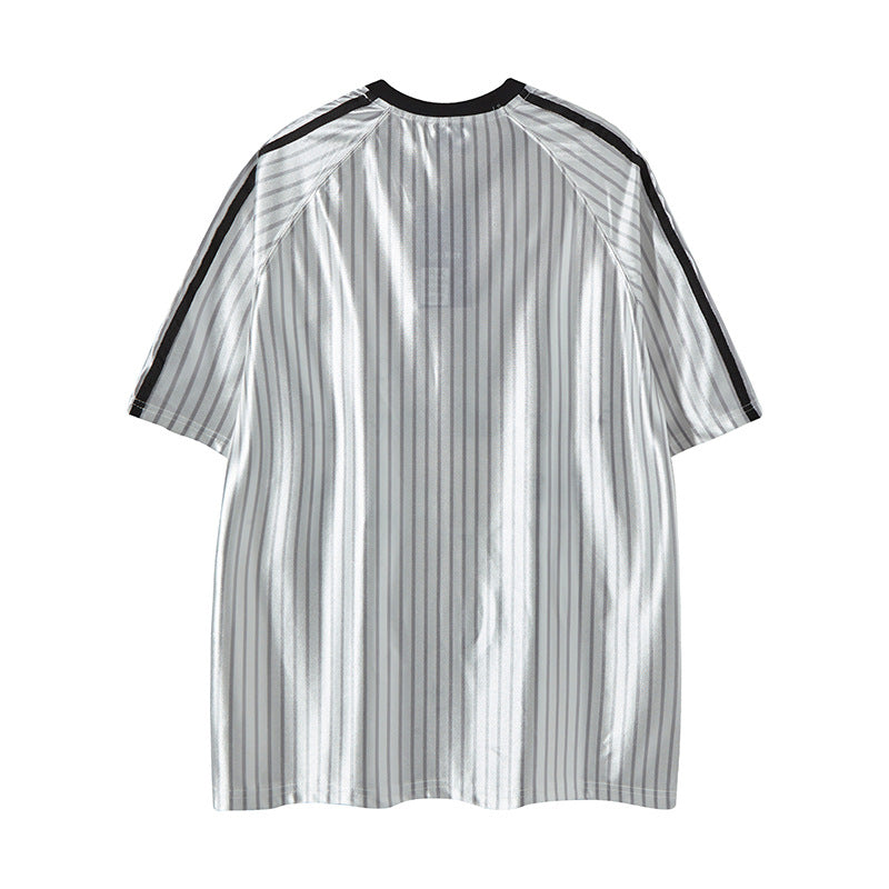 Nyc 1990 Shirt Striped V-Neck Short Sleeve T-Shirt