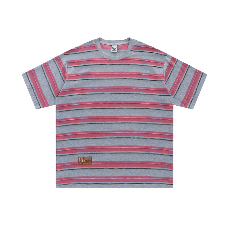 Camisas Retros Vintage Striped Short Sleeve T-Shirt