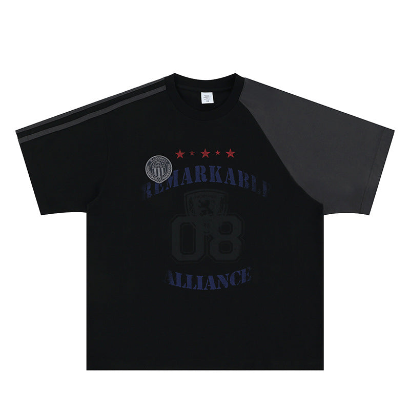 Vintage College Shirts Summer, Vintage Mandarin Duck Letter Print Short Sleeve T-Shirt