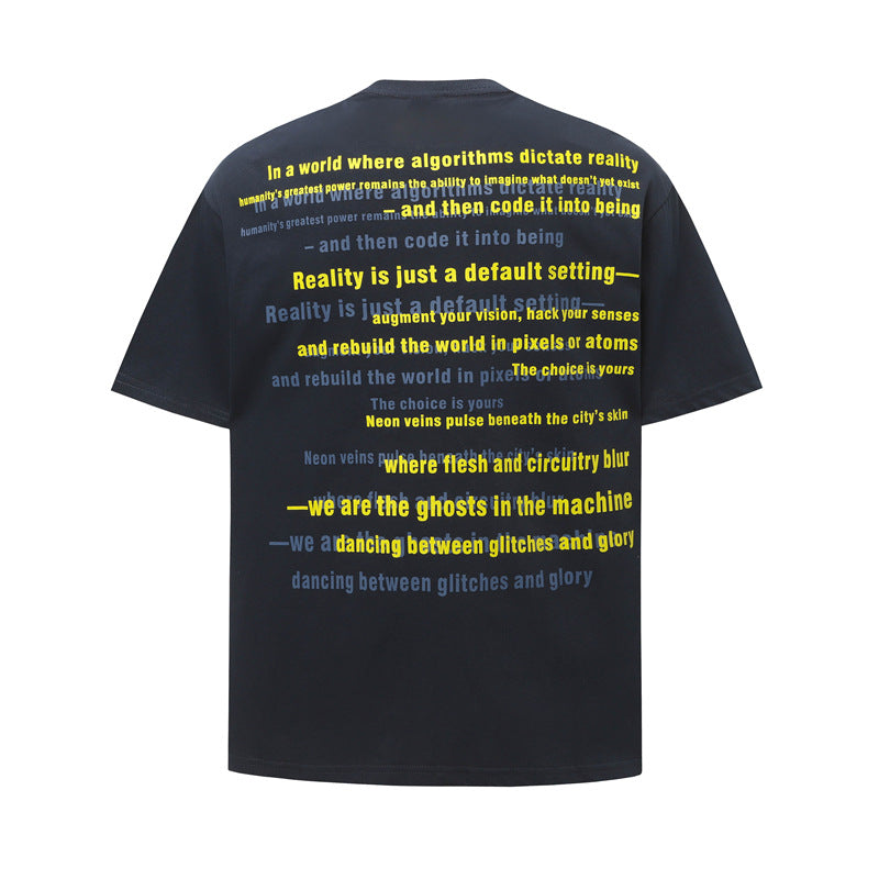 Casual Street Wear Vintage Short Sleeve T-Shirt Crew Neck Loose Casual