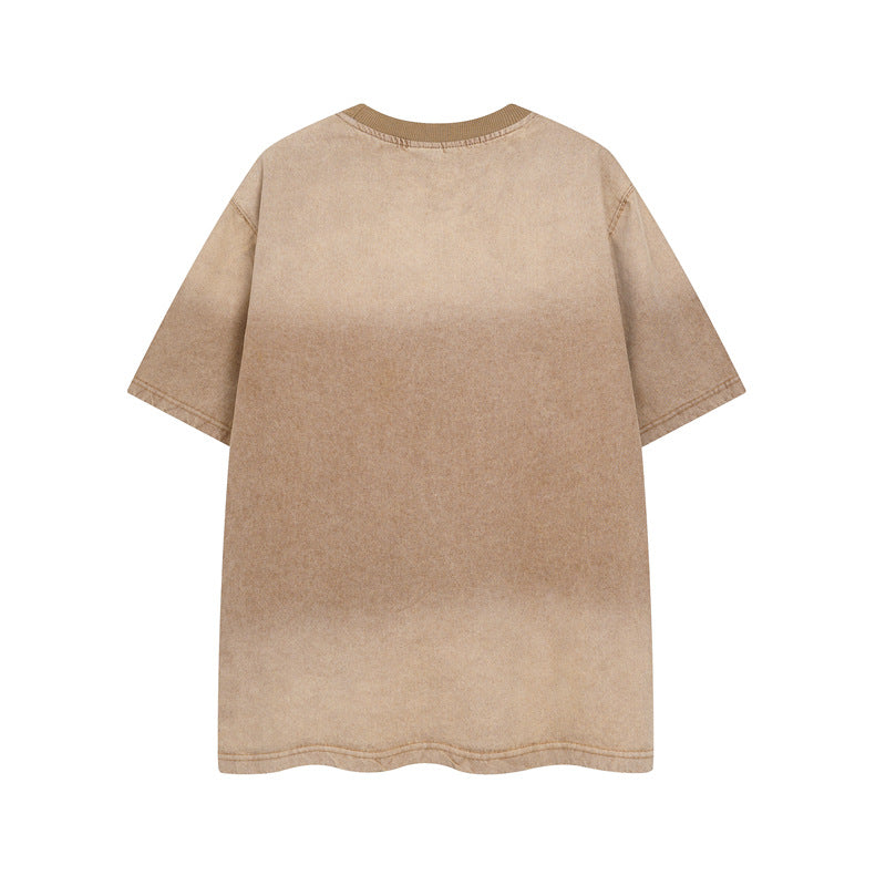 Y2K mens shirt old washed short sleeve T-shirt oversize