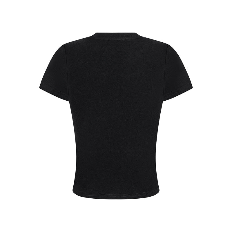Casual Street Wear cute kitty print alphabet short sleeve t-shirt