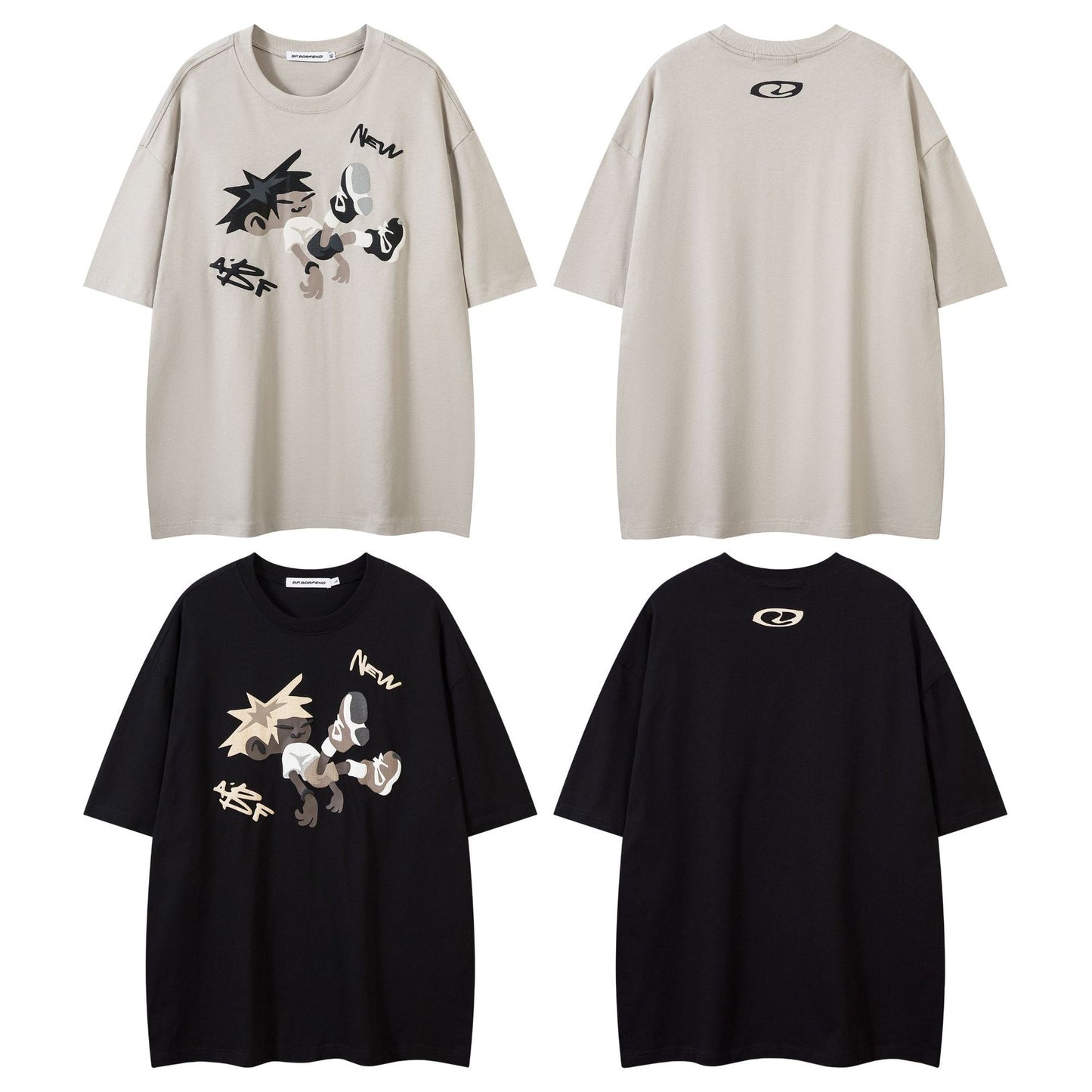 60s Style T Shirts Summer Vintage Cartoon Character Print T-Shirt Short Sleeve