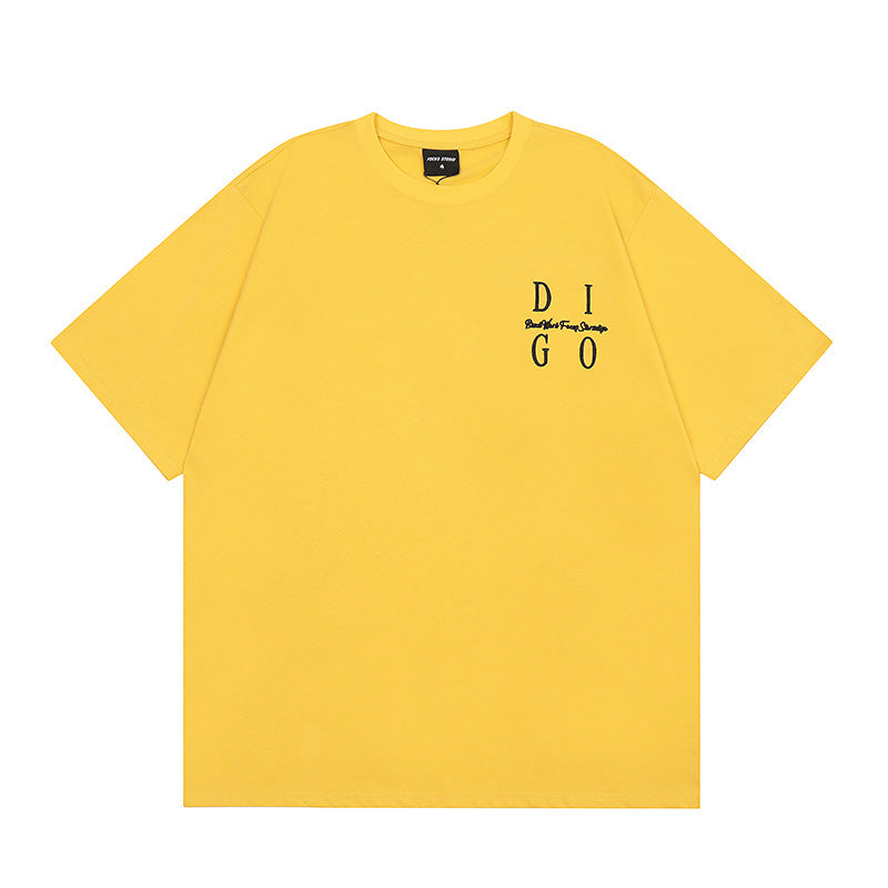 Vintage T Shirts Hip Hop Letter Embroidery Short Sleeve T-Shirts