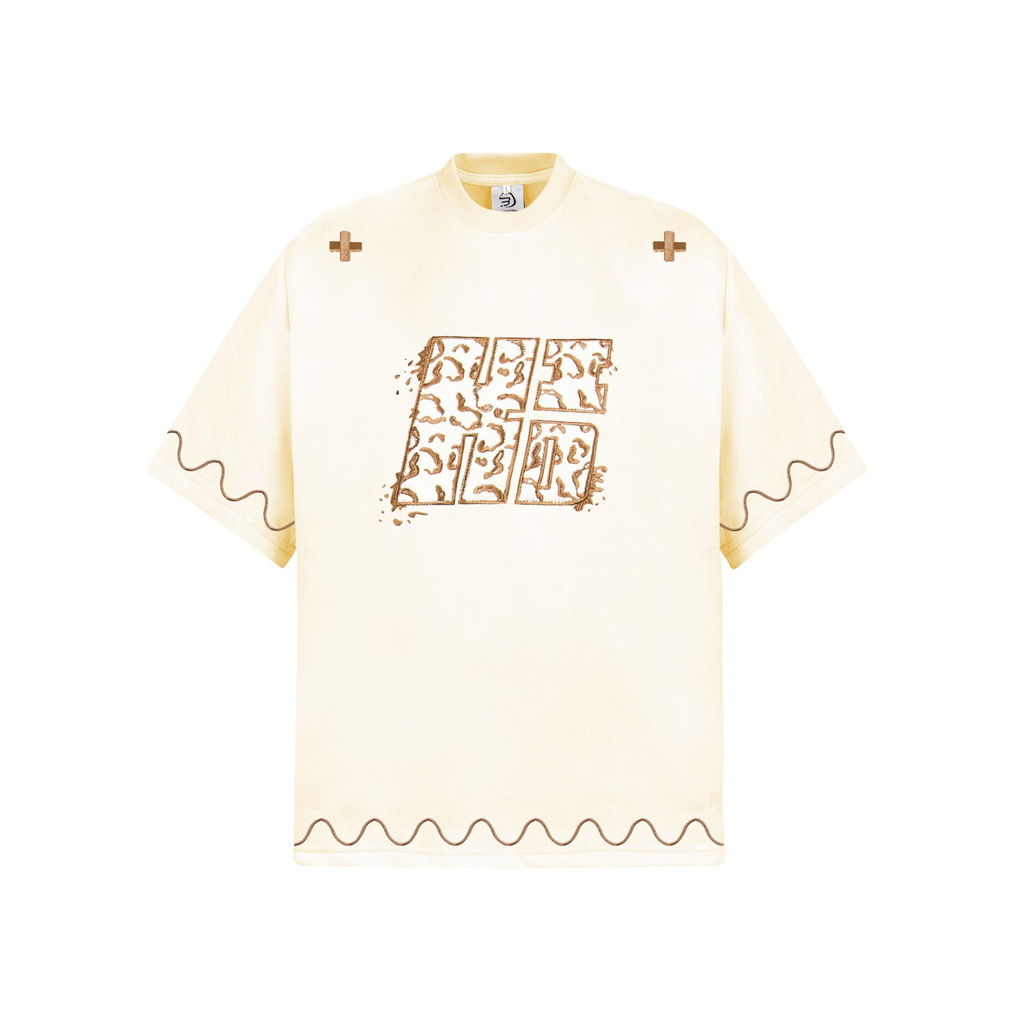 USA Vintage T-Shirt Vintage Embroidery Deerskin Velvet Men's Summer Loose