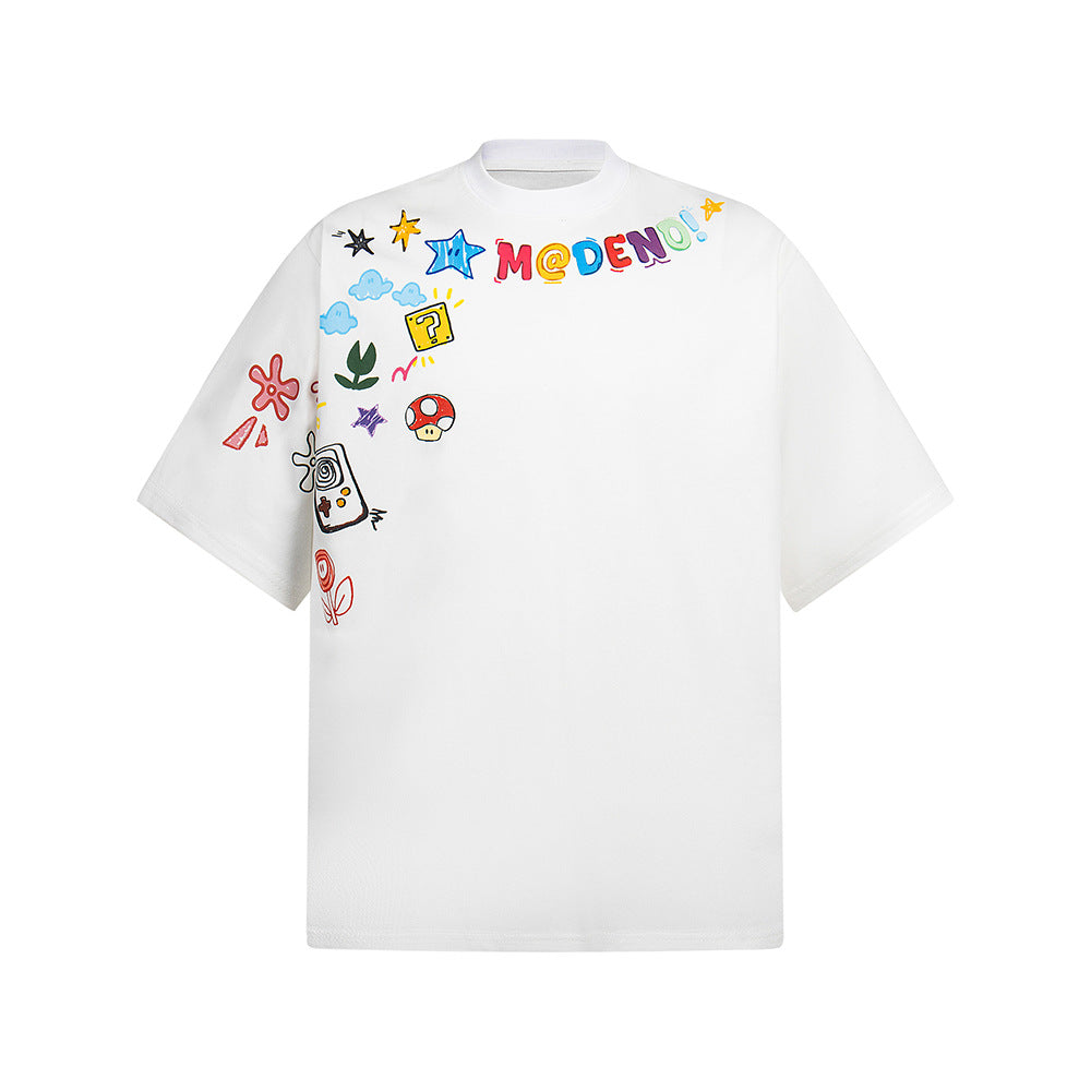 Hip Hop Shirts For Boys Cartoon Graffiti Print T-Shirt