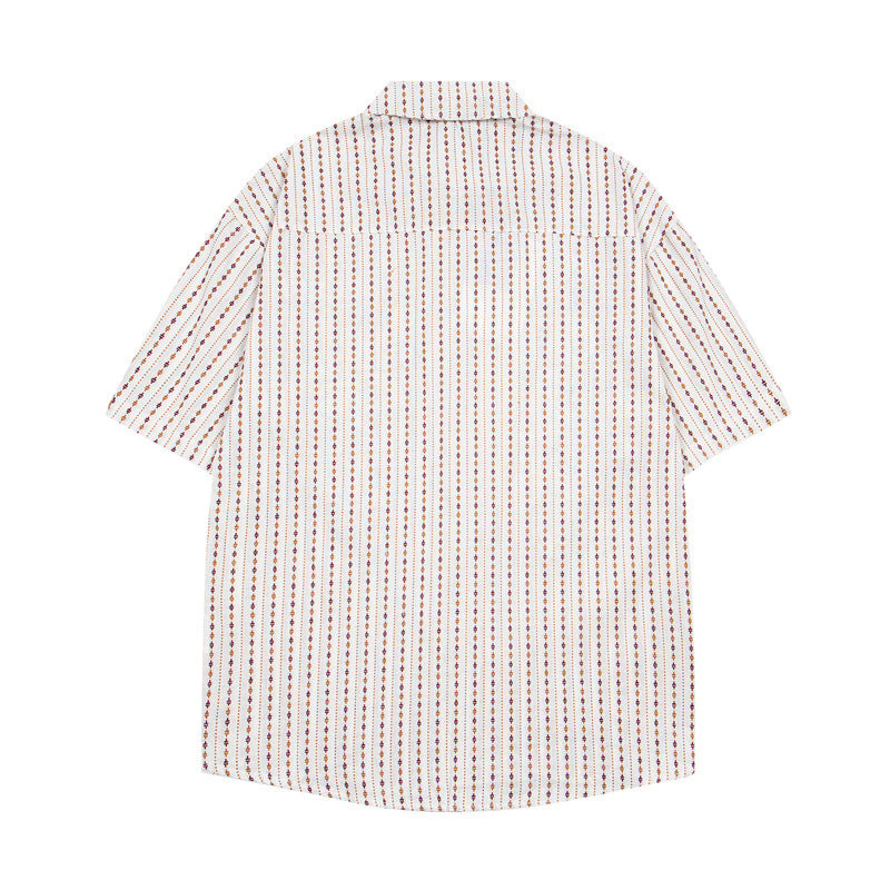 Y2K mens shirt retro loose leather-lined rabbit print casual short sleeve