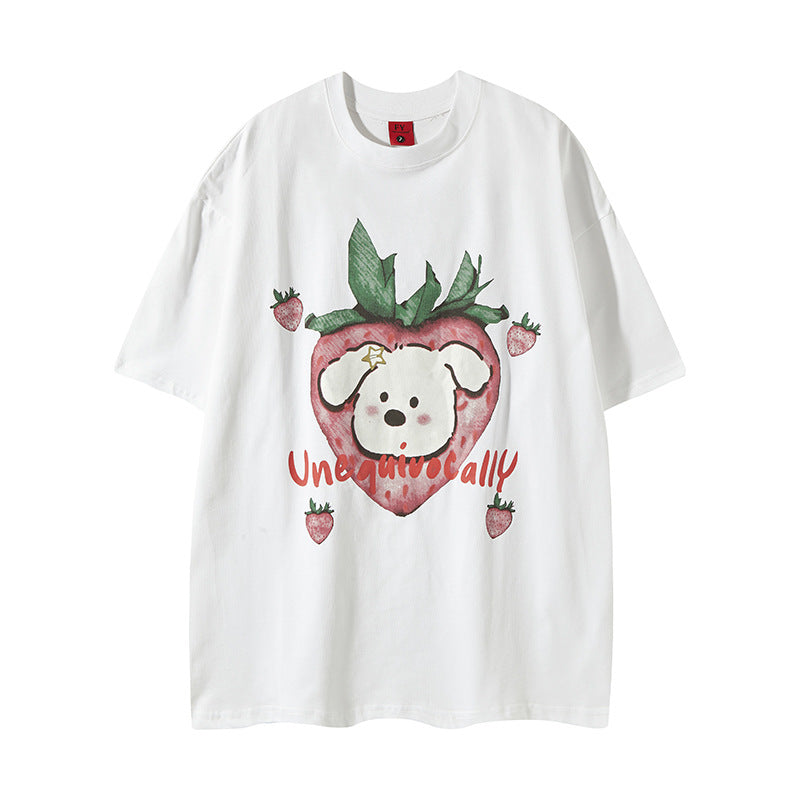 Nostalgia T Shirts Butterfly Print Short Sleeve T-Shirt Hip Hop Loose Crew Neck T-Shirt