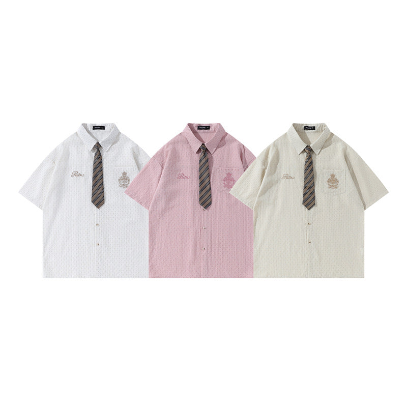 Y2K mens shirt vintage striped short sleeve shirt