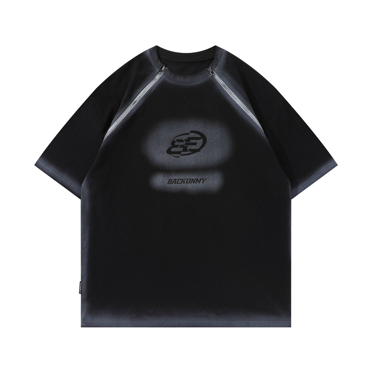 1990 Fashion T-Shirt Vintage Double Zipper Short Sleeve