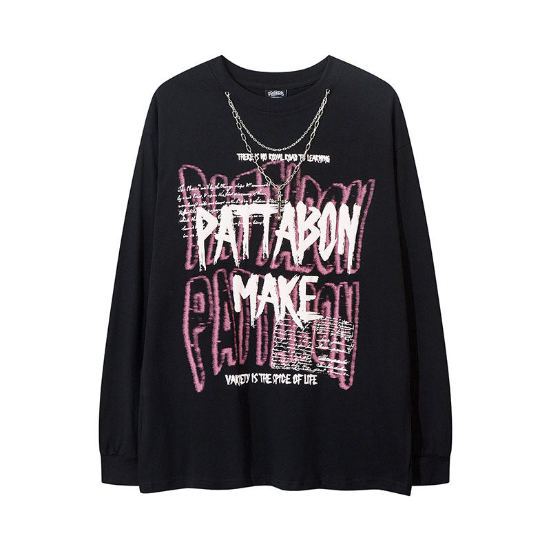 Marcas De Streetwear Necklace Long Sleeve T-Shirt Loose Oversize Top
