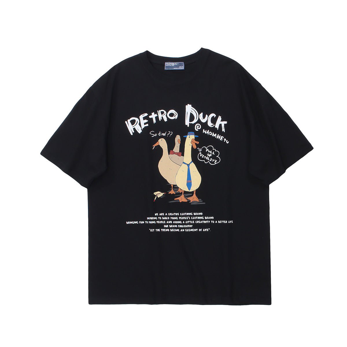 1990 Fashion T-Shirt Vintage Duck Print Summer Short Sleeve T-Shirt