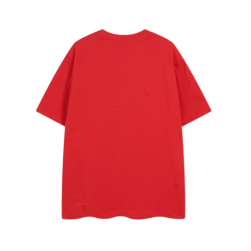 Y2K mens shirt washed heavy spray painted letters hip hop retro loose T-shirt