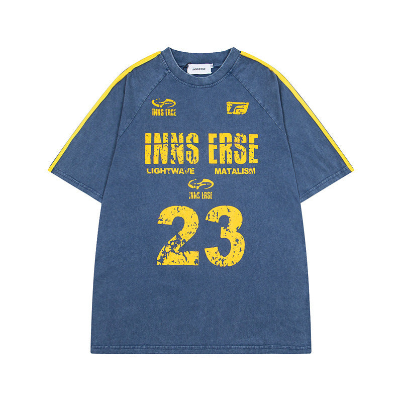 Y2K mens shirt vintage loose short sleeve t-shirt street