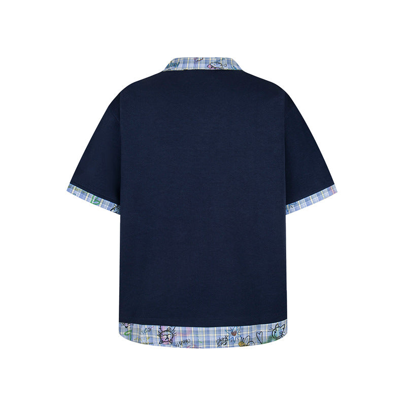 Casual Street Wear Vintage Short Sleeve T-Shirt Lapel POLO Shirt