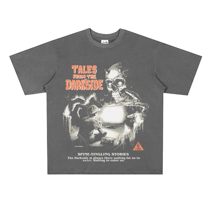 Film Star T Shirt Movie Demon Night Legend Trend Pure Cotton Short Sleeve Loose Retro T-shirt Men and Women