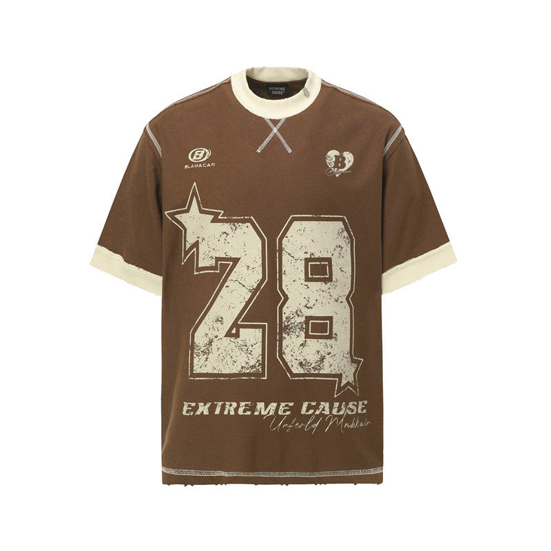 Casual Street Wear Vintage Loose Letter Print Short Sleeve T-Shirt