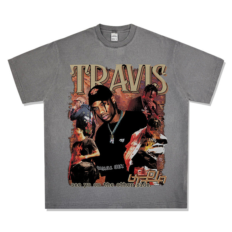 Cool t rapper vintage hip hop Travis print long sleeve short sleeve t-shirt Vintage