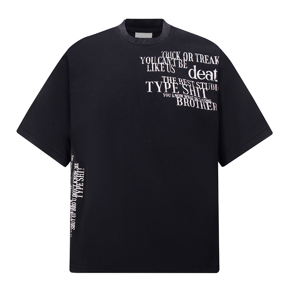 Nostalgia T Shirts Vintage gradual change letter print loose casual top