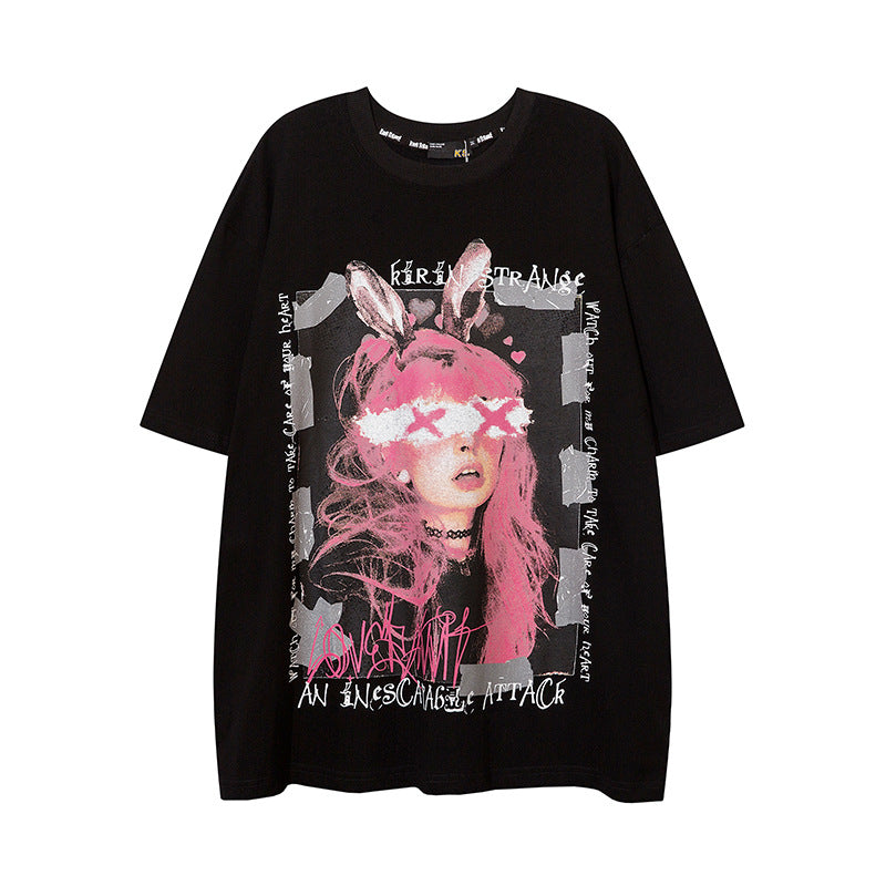1990 Fashion T-Shirt Y2K Printed T-Shirt Short Sleeve Crew Neck T-Shirt