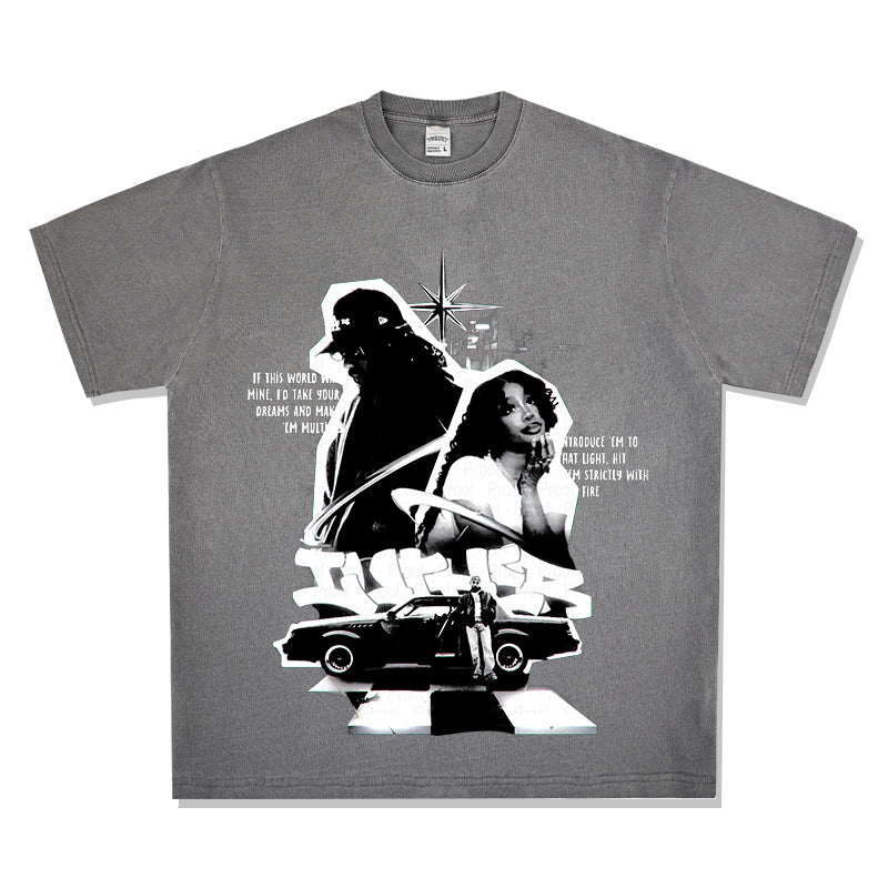 New york hip hop shop vintage hip hop SZA & KENDRICK print short sleeve t-shirt