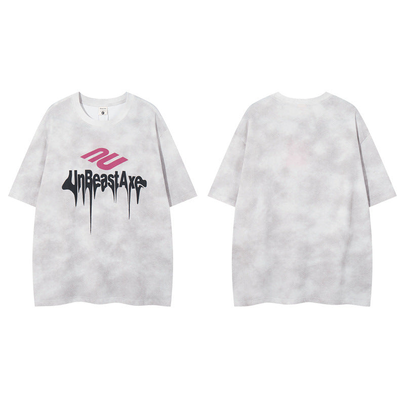Y2K mens shirt crew neck art letter T-shirt
