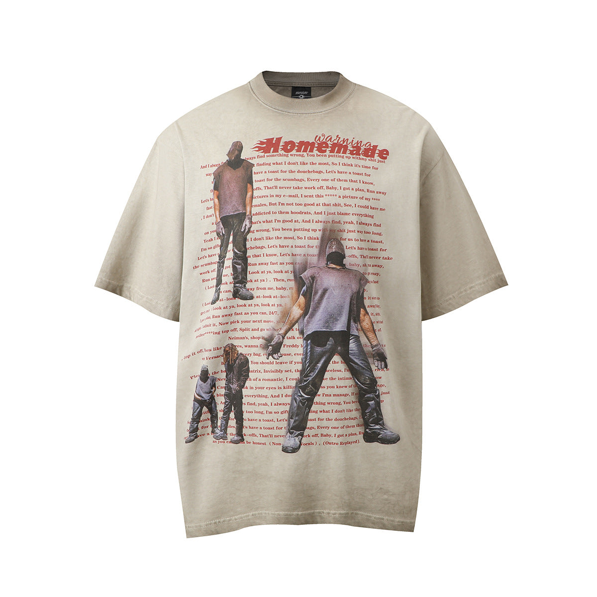 60s Style T Shirts Loose Wash Old Character Print Short Sleeve T