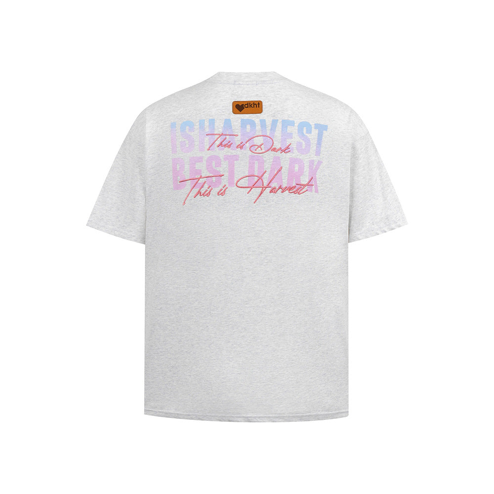New York Hip Hop Style Vintage Short Sleeve T-Shirt Printed Letter Crew Neck