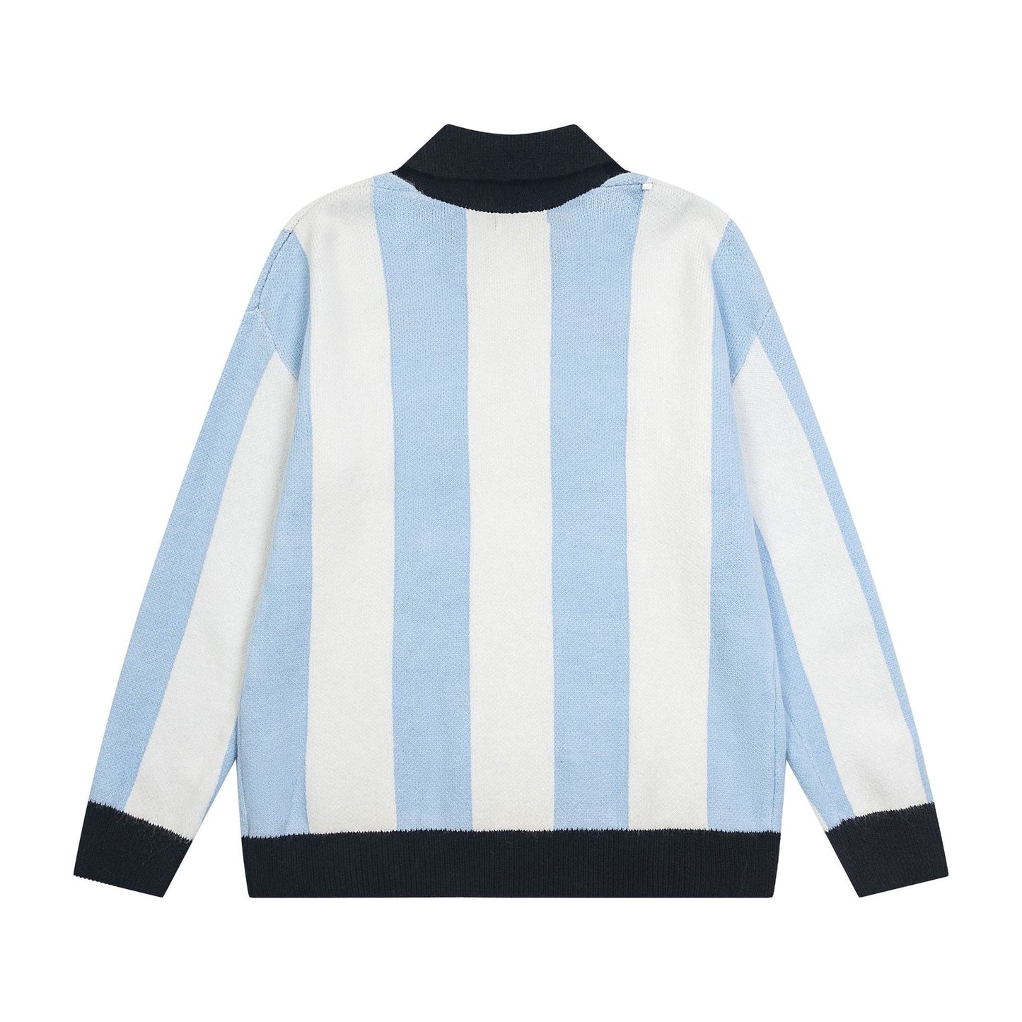 Marcas De Streetwear Striped Letter-Embroidered Lapel Sweater