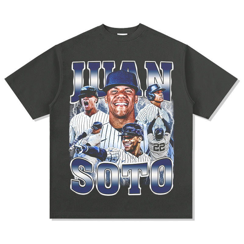 Marcas streetwear usa vintage hip hop Juan Soto print short sleeve t-shirt