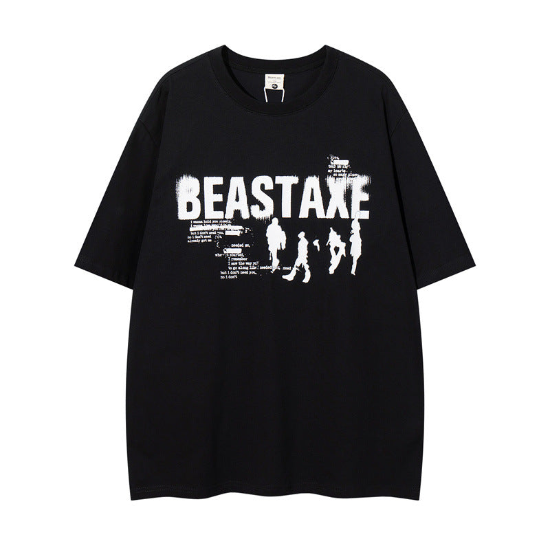 Y2K mens shirt washed T-shirt men's and women's short sleeves casual loose