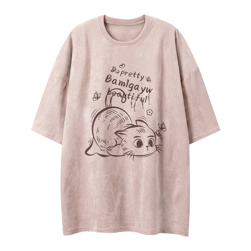 US drip outfits Summer Vintage Casual Loose Short Sleeve T-Shirts