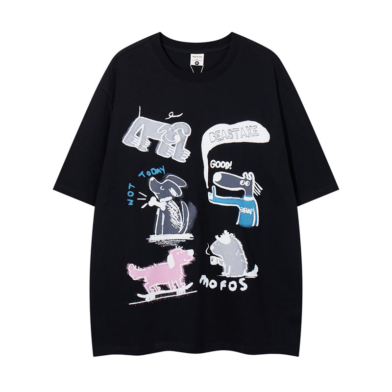 Y2K mens shirt fun pattern alphabet print short sleeve t-shirt