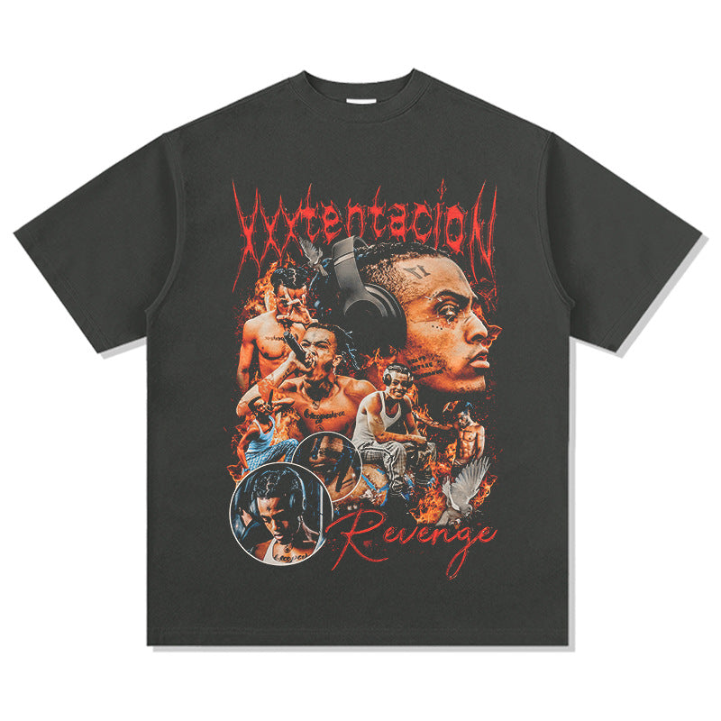 Streetwear masculino vintage hip hop XXX tentcioN print long sleeve short sleeve t-shirt