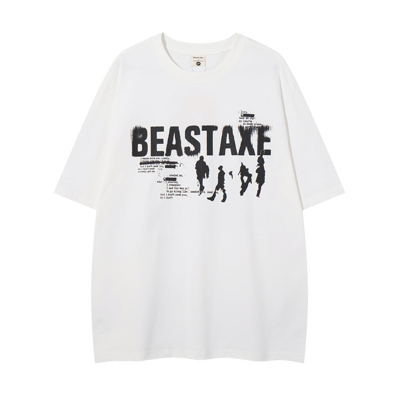 Y2K mens shirt washed T-shirt men's and women's short sleeves casual loose