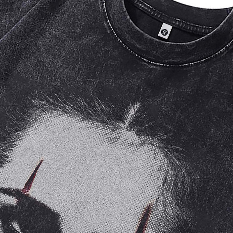 Ropa Vintage Hombre Clown Print Short Sleeve T-Shirt