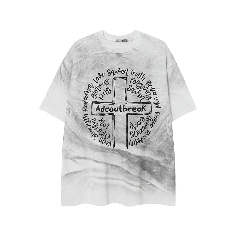 Vintage Usa Shirt Short Sleeve T-Shirt Graffiti Loose Top