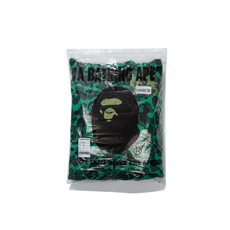 Ape Hoodie Shark Dark Green Camo Fleece Hooded Cardigan Sweater Jacket